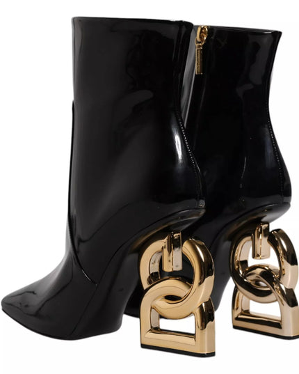 Dolce & Gabbana Black Jackie Leather Mid Calf Boots Shoes