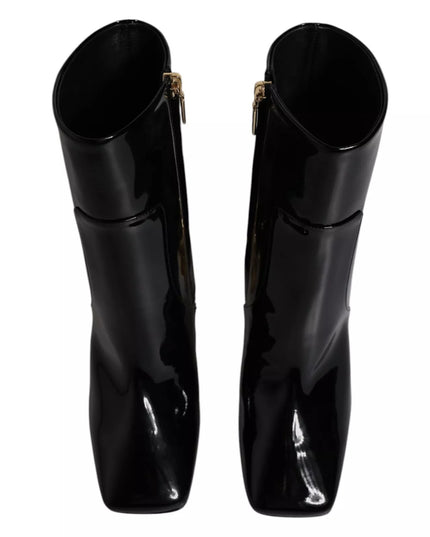 Dolce & Gabbana Black Jackie Leather Mid Calf Boots Shoes