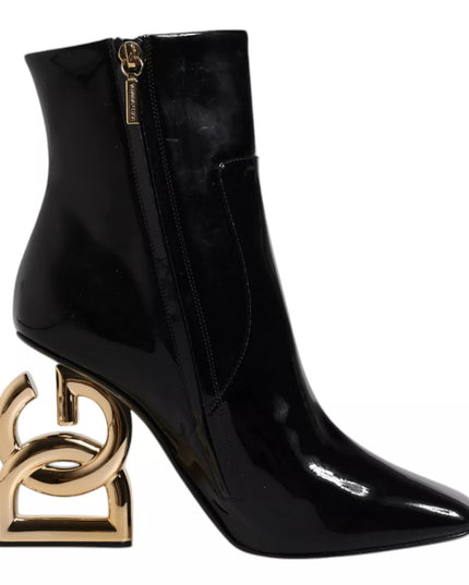 Dolce & Gabbana Black Jackie Leather Mid Calf Boots Shoes