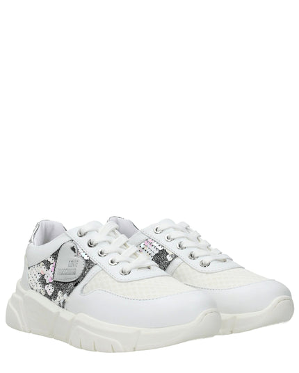 Love Moschino White Fabric Chunky Sneakers
