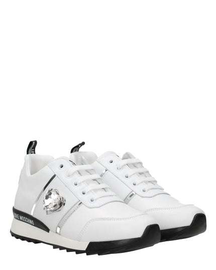 Love Moschino White Leather Low Top Sneakers