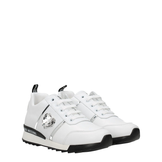 Love Moschino White Leather Low Top Sneakers
