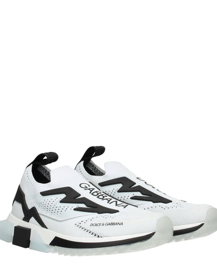 Dolce & Gabbana White Fabric Athletic Sneakers