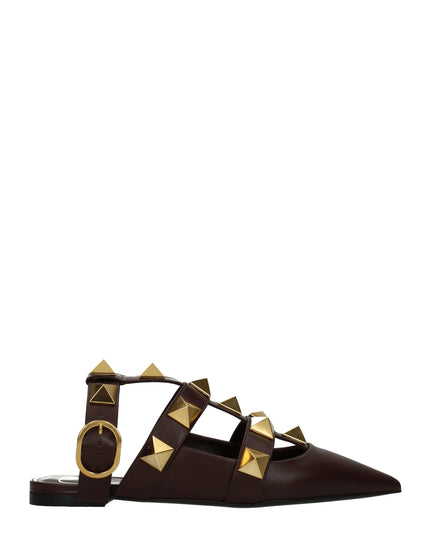 Valentino Garavani Brown Leather Flat Sandals
