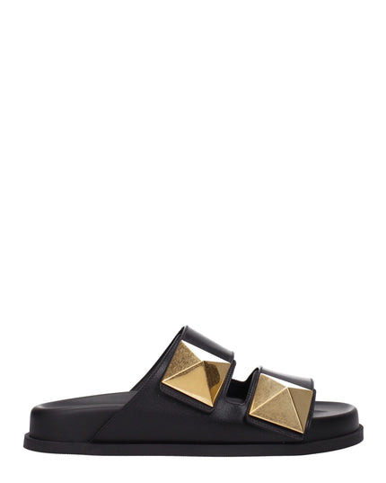 Valentino Garavani Black Leather Slippers