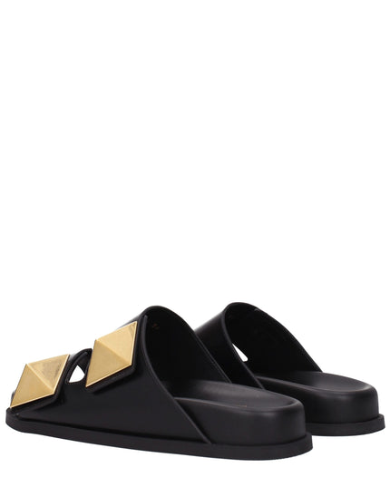 Valentino Garavani Black Leather Slippers