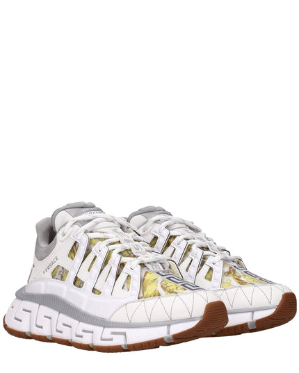 Versace White Leather Athletic Sneakers