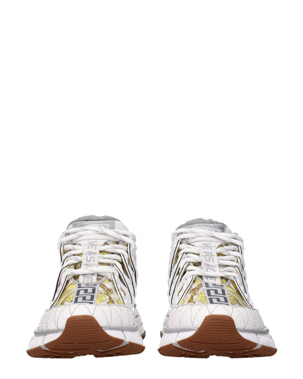 Versace White Leather Athletic Sneakers
