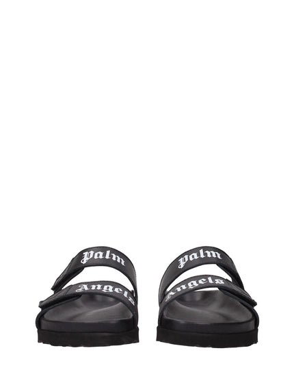 Palm Angels Black Leather Slippers