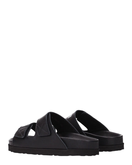 Palm Angels Black Leather Slippers
