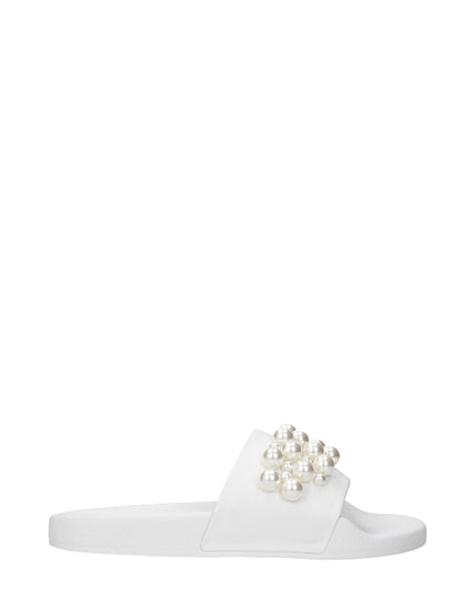 Stuart Weitzman White Leather Slippers