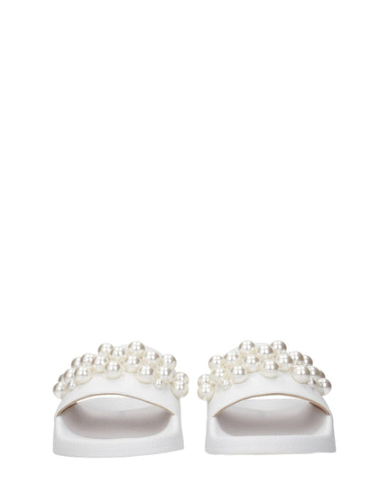 Stuart Weitzman White Leather Slippers