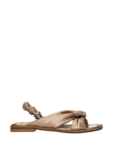 Stuart Weitzman Gold Leather Flat Sandals