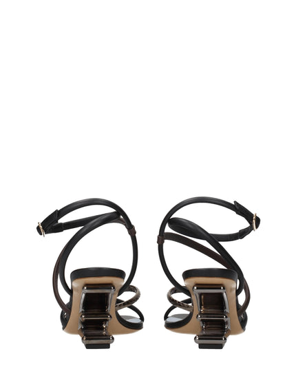 Fendi Multicolor Leather Flat Sandals