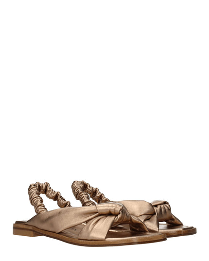 Stuart Weitzman Gold Leather Flat Sandals