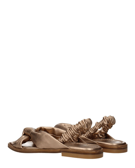 Stuart Weitzman Gold Leather Flat Sandals