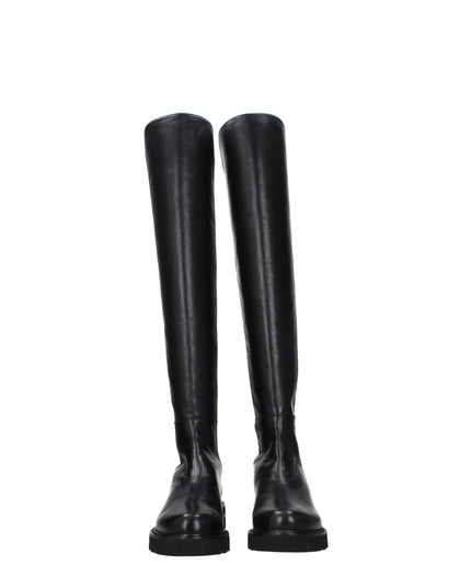 Stuart Weitzman Black Leather Over The Knee