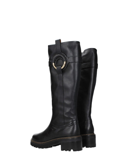 See By Chloé Black Leather Over The Knee