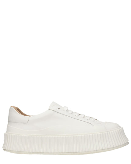 Jil Sander White Leather Platform Sneakers