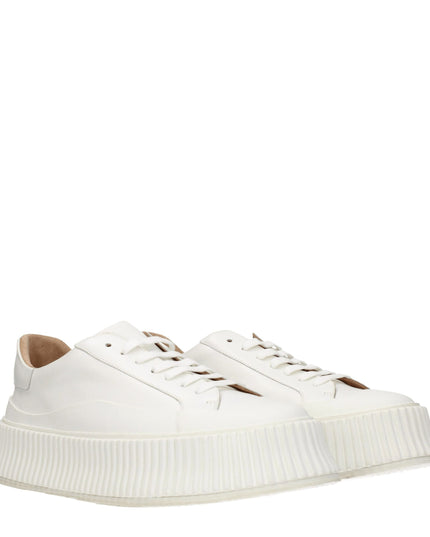 Jil Sander White Leather Platform Sneakers