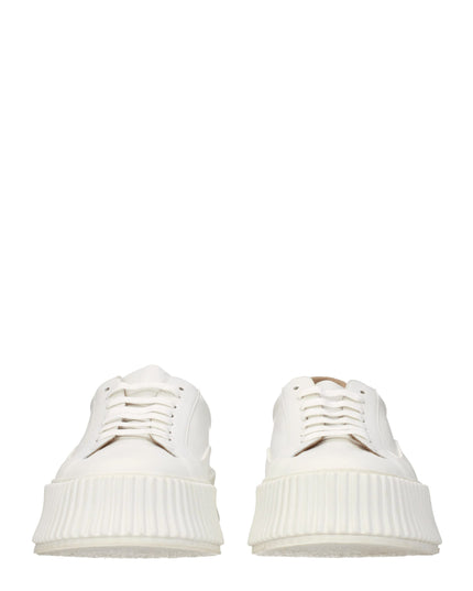 Jil Sander White Leather Platform Sneakers