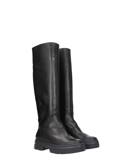 Max Mara Black Leather Over The Knee