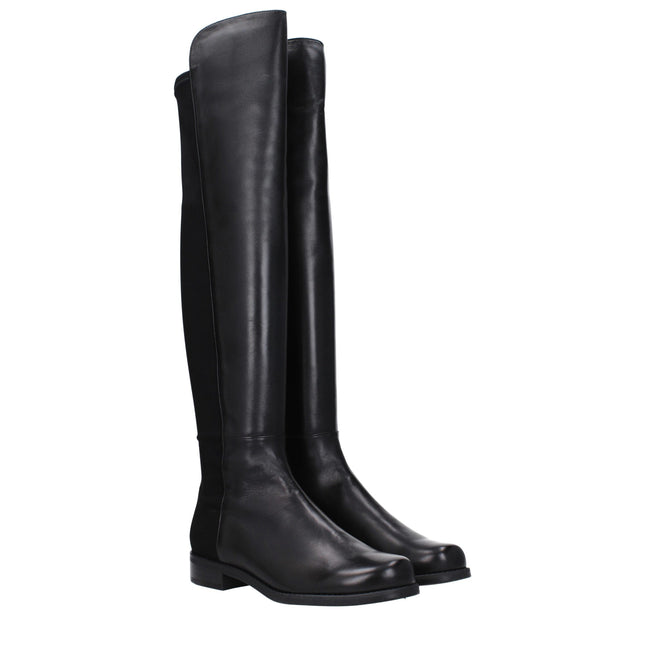 Stuart Weitzman Black Leather Over The Knee