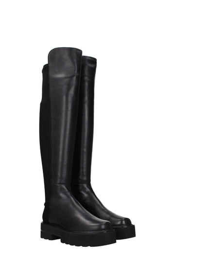 Stuart Weitzman Black Leather Over The Knee