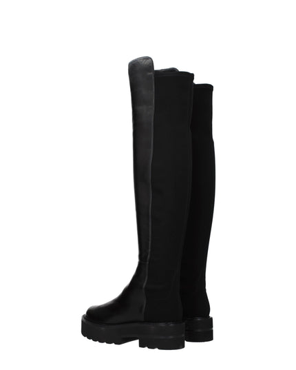 Stuart Weitzman Black Leather Over The Knee