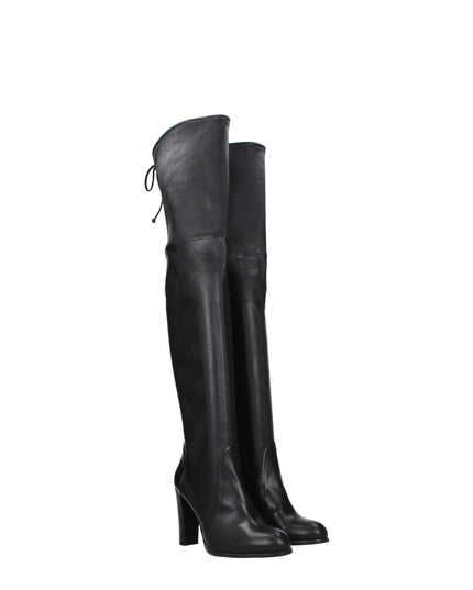 Stuart Weitzman Black Leather Over The Knee