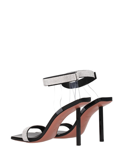 Amina Muaddi Black Crystals Stiletto Heel Sandals