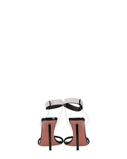 Amina Muaddi Black Crystals Stiletto Heel Sandals