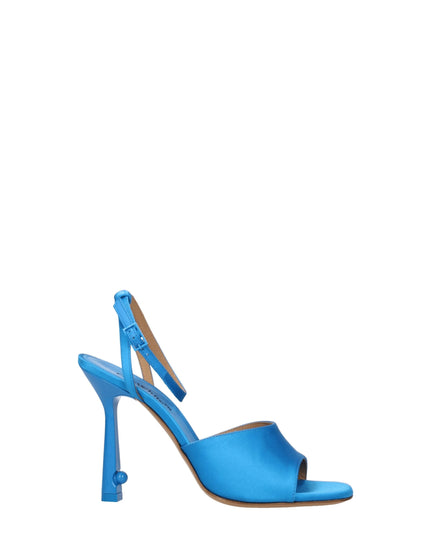 Off-White Blue Satin Stiletto Heels Sandals