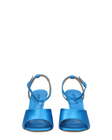 Off-White Blue Satin Stiletto Heels Sandals