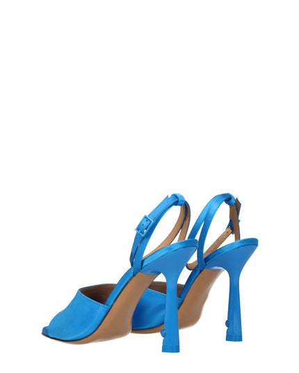 Off-White Blue Satin Stiletto Heels Sandals
