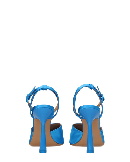 Off-White Blue Satin Stiletto Heels Sandals