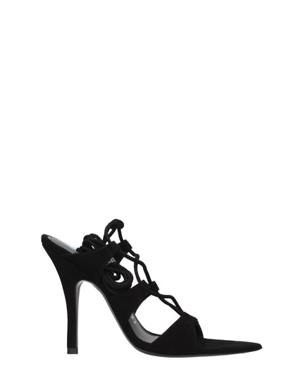 The Attico Black Leather Stiletto Heels Sandals