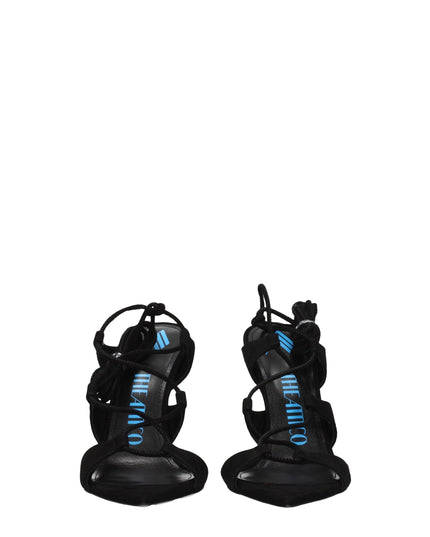 The Attico Black Leather Stiletto Heels Sandals