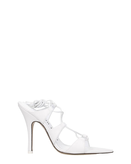 The Attico White Leather Stiletto Heels Sandals