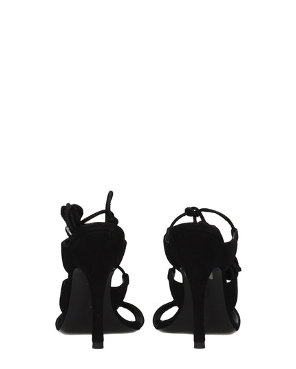 The Attico Black Leather Stiletto Heels Sandals