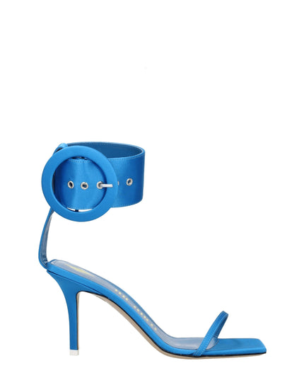 The Attico Light Blue Satin Stiletto Heels Sandals