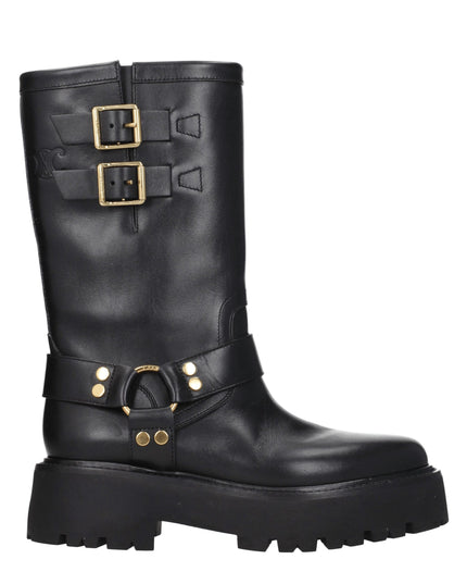 Celine Gold Leather Ankle Boots