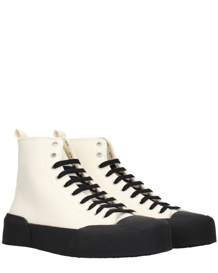 Jil Sander Beige Fabric High Top Sneakers