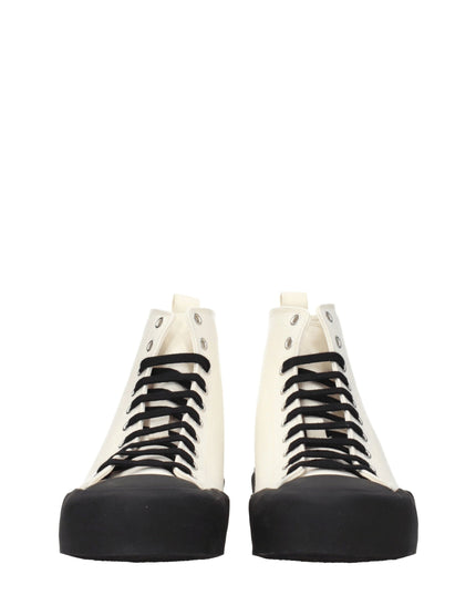 Jil Sander Beige Fabric High Top Sneakers