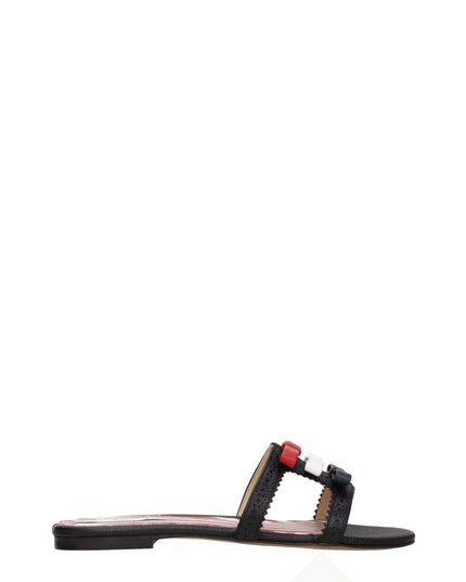 Thom Browne Black Leather Slippers Sandals