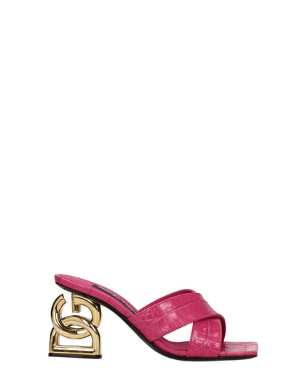 Dolce & Gabbana Pink Leather Platform Sandals