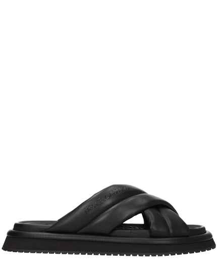 Dolce & Gabbana Black Leather Slippers