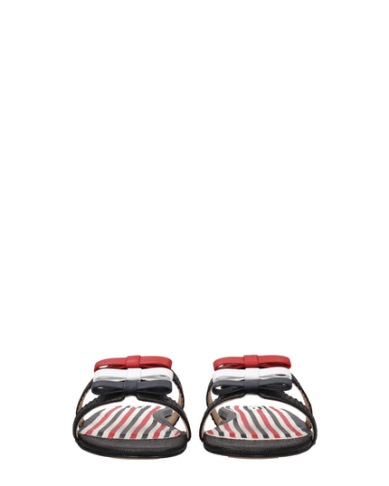 Thom Browne Black Leather Slippers Sandals