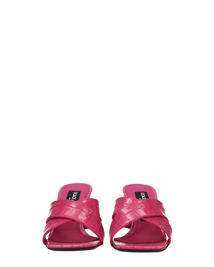 Dolce & Gabbana Pink Leather Platform Sandals