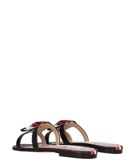 Thom Browne Black Leather Slippers Sandals